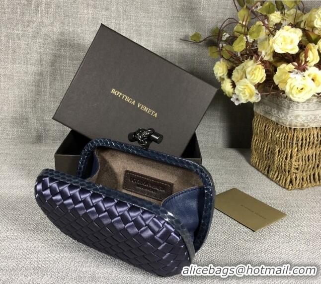 Low Cost Bottega Veneta Satin Knot Mini Clutch BV8651 Dusty Blue 2024