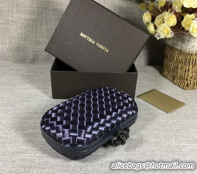 Low Cost Bottega Veneta Satin Knot Mini Clutch BV8651 Dusty Blue 2024