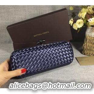 Traditional Discount Bottega Veneta Satin Knot Long Clutch BV8651 Deep Blue 2024