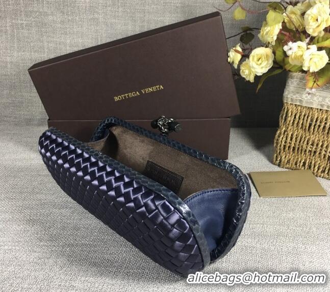 Traditional Discount Bottega Veneta Satin Knot Long Clutch BV8651 Deep Blue 2024