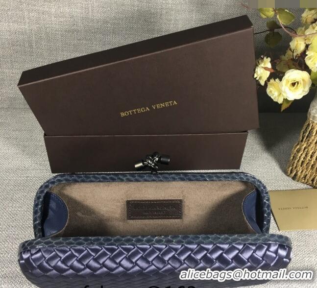 Traditional Discount Bottega Veneta Satin Knot Long Clutch BV8651 Deep Blue 2024