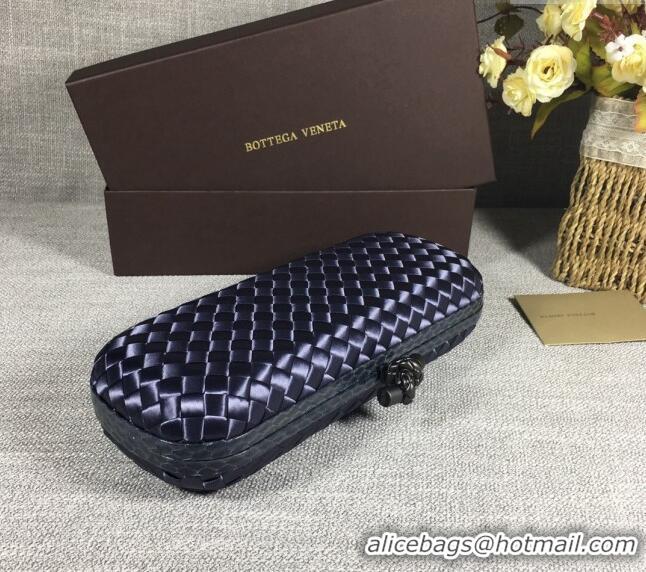 Traditional Discount Bottega Veneta Satin Knot Long Clutch BV8651 Deep Blue 2024