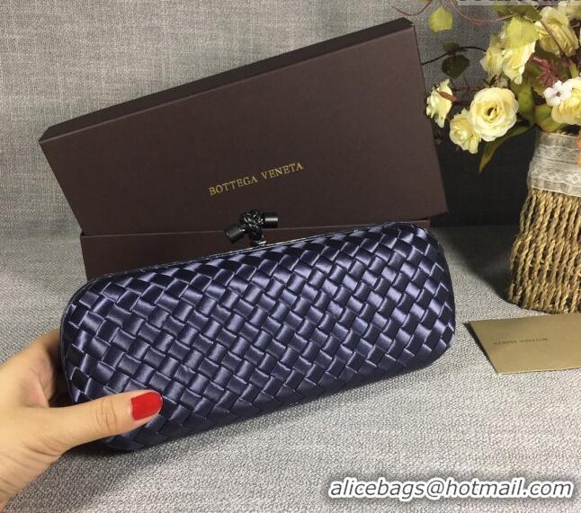 Traditional Discount Bottega Veneta Satin Knot Long Clutch BV8651 Deep Blue 2024