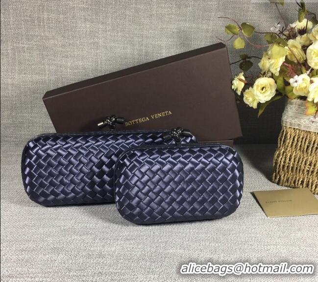 Traditional Discount Bottega Veneta Satin Knot Long Clutch BV8651 Deep Blue 2024