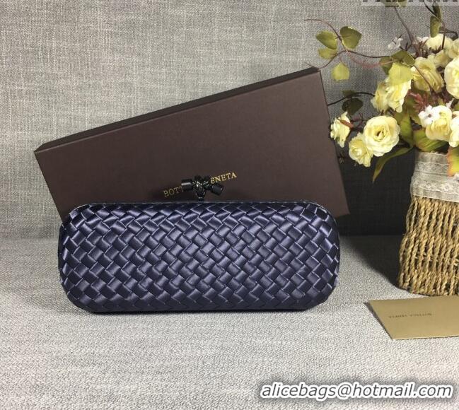 Traditional Discount Bottega Veneta Satin Knot Long Clutch BV8651 Deep Blue 2024