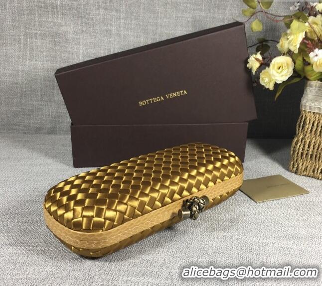 Buy Fashionable Bottega Veneta Satin Knot Long Clutch BV8651 Bronze Gold 2024