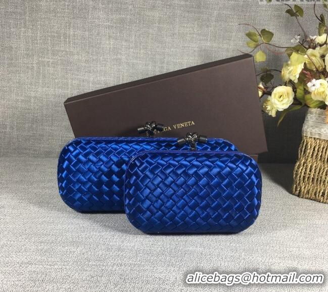 Top Grade Bottega Veneta Satin Knot Long Clutch BV8651 Stone Blue 2024