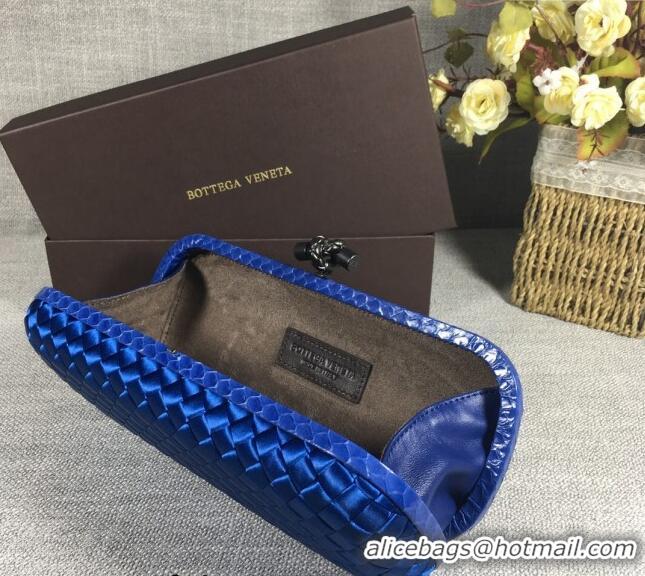 Top Grade Bottega Veneta Satin Knot Long Clutch BV8651 Stone Blue 2024