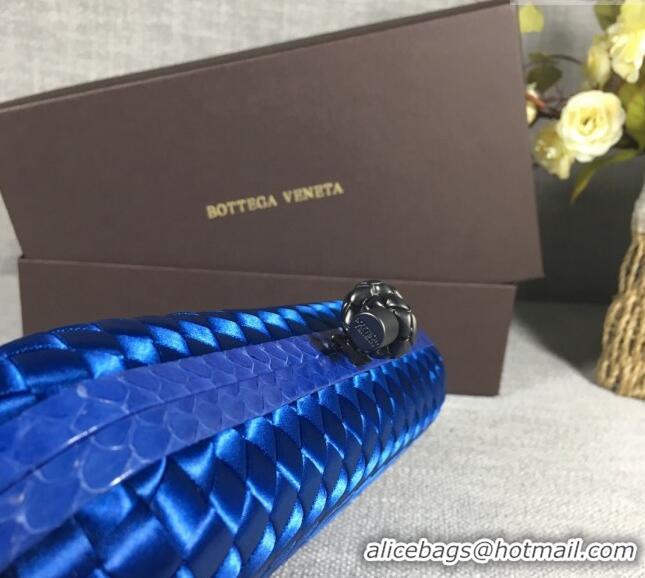 Top Grade Bottega Veneta Satin Knot Long Clutch BV8651 Stone Blue 2024