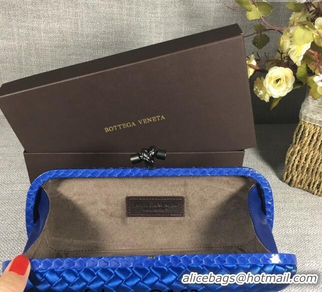 Top Grade Bottega Veneta Satin Knot Long Clutch BV8651 Stone Blue 2024