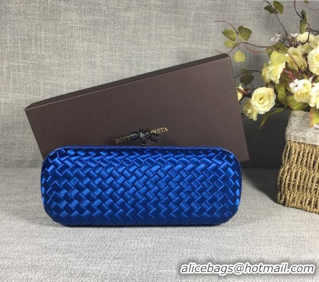 Top Grade Bottega Veneta Satin Knot Long Clutch BV8651 Stone Blue 2024