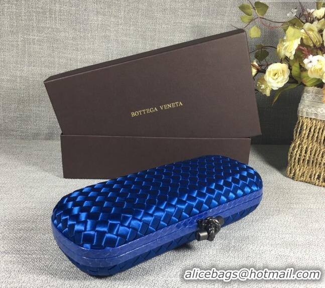 Top Grade Bottega Veneta Satin Knot Long Clutch BV8651 Stone Blue 2024