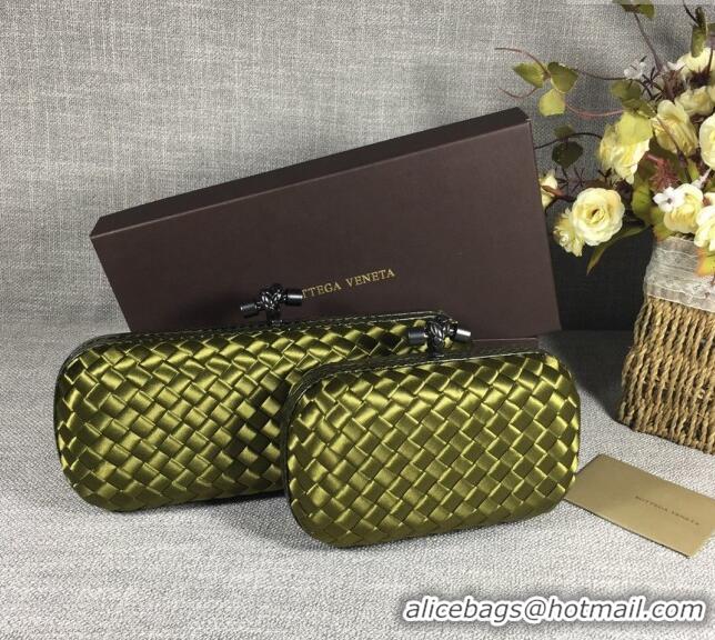 Popular Style Bottega Veneta Satin Knot Long Clutch BV8651 Shiny Green 2024