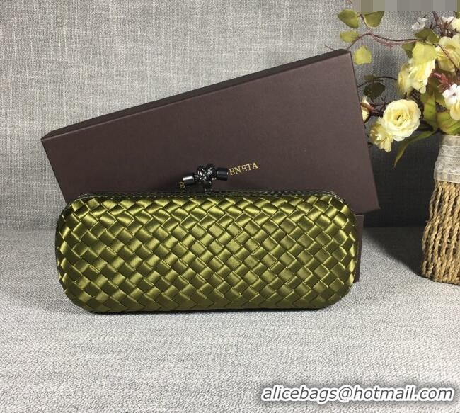 Popular Style Bottega Veneta Satin Knot Long Clutch BV8651 Shiny Green 2024