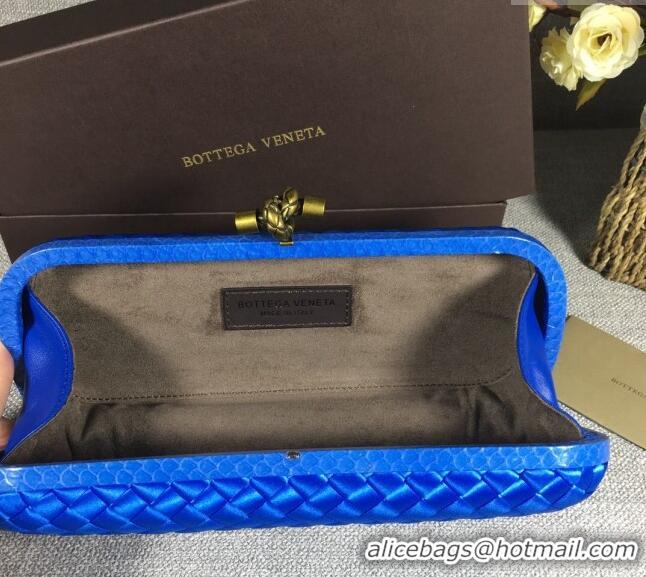 Top Design Bottega Veneta Satin Knot Long Clutch BV8651 Shiny Blue 2024