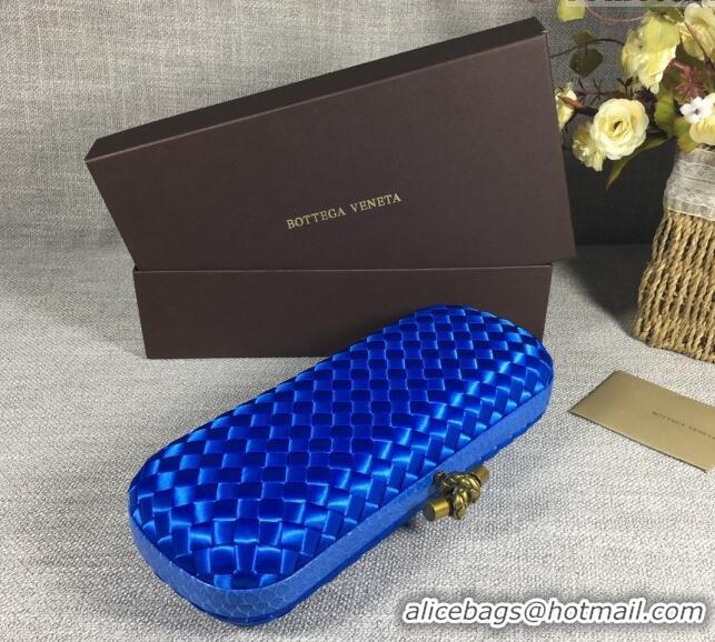 Top Design Bottega Veneta Satin Knot Long Clutch BV8651 Shiny Blue 2024