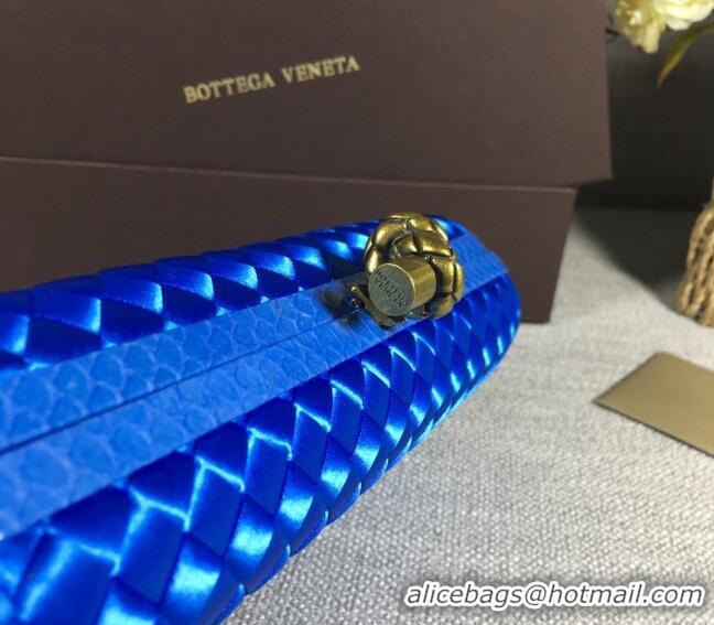 Top Design Bottega Veneta Satin Knot Long Clutch BV8651 Shiny Blue 2024