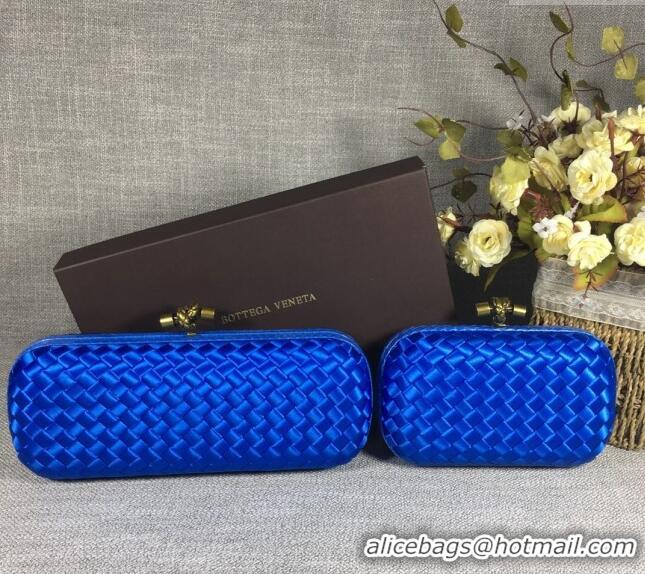 Top Design Bottega Veneta Satin Knot Long Clutch BV8651 Shiny Blue 2024