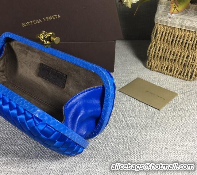 Top Design Bottega Veneta Satin Knot Long Clutch BV8651 Shiny Blue 2024