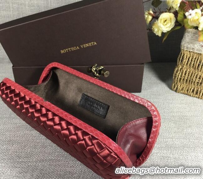 Classic Grade Bottega Veneta Satin Knot Long Clutch BV8651 Burgundy 2024