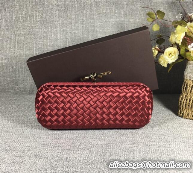 Classic Grade Bottega Veneta Satin Knot Long Clutch BV8651 Burgundy 2024