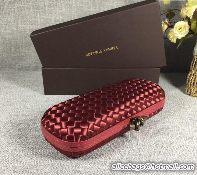 Classic Grade Bottega Veneta Satin Knot Long Clutch BV8651 Burgundy 2024