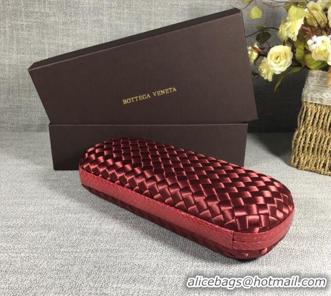 Classic Grade Bottega Veneta Satin Knot Long Clutch BV8651 Burgundy 2024