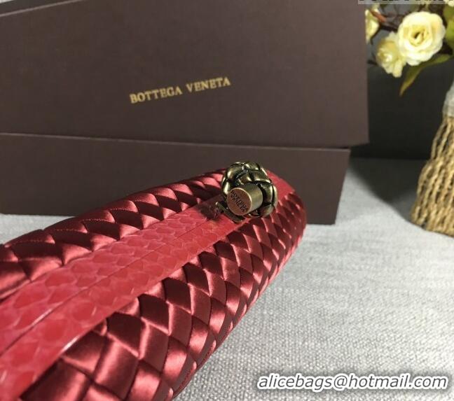 Classic Grade Bottega Veneta Satin Knot Long Clutch BV8651 Burgundy 2024