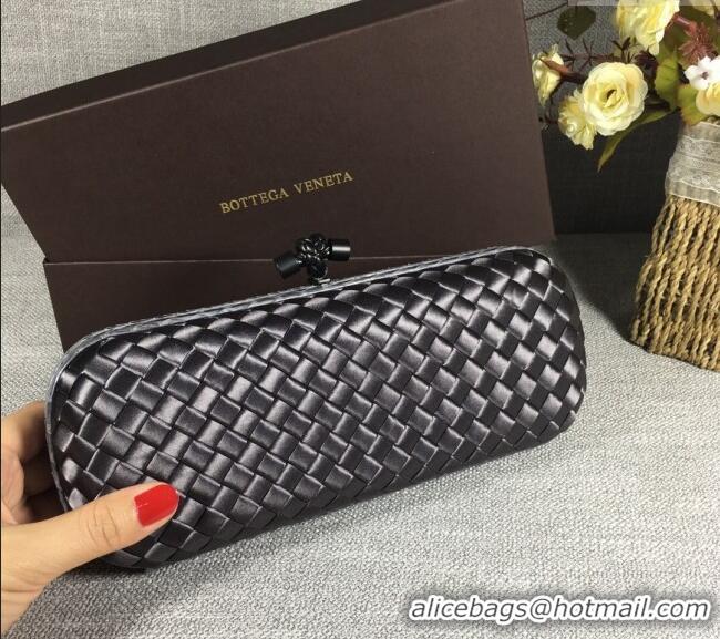 Super Quality Bottega Veneta Satin Knot Long Clutch BV8651 Dark Grey 2024