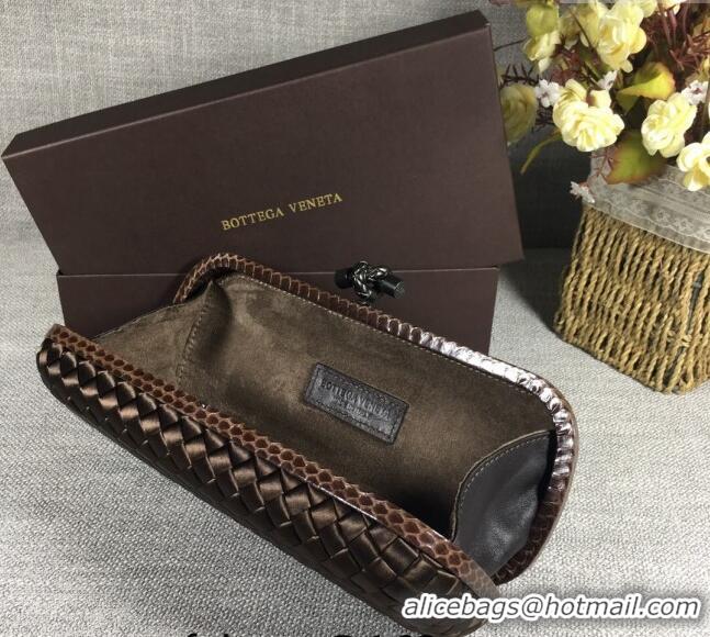 Good Taste Bottega Veneta Satin Knot Long Clutch BV8651 Dark Coffee 2024