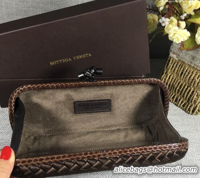 Good Taste Bottega Veneta Satin Knot Long Clutch BV8651 Dark Coffee 2024