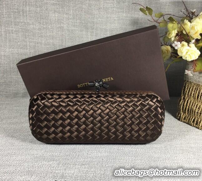 Good Taste Bottega Veneta Satin Knot Long Clutch BV8651 Dark Coffee 2024