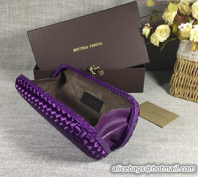 Fashion Discount Bottega Veneta Satin Knot Long Clutch BV8651 Dark Purple 2024