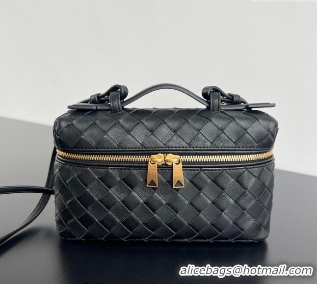 Super Quality Bottega Veneta Bang Bang Vanity Case in Intrecciato Leather 789109 Black 2024