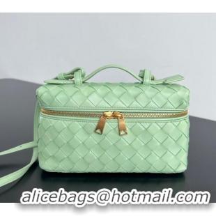 Super Quality Bottega Veneta Bang Bang Vanity Case in Intrecciato Leather 789109 Fresh mint Green 2024