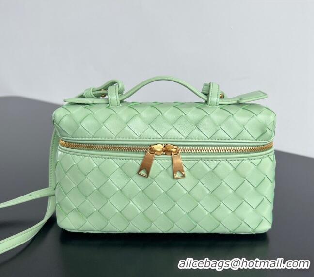 Super Quality Bottega Veneta Bang Bang Vanity Case in Intrecciato Leather 789109 Fresh mint Green 2024