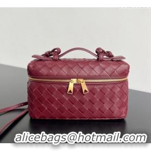 Top Quality Bottega Veneta Bang Bang Vanity Case in Intrecciato Leather 789109 Cherry Red 2024