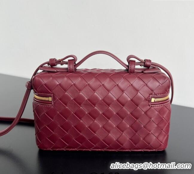 Top Quality Bottega Veneta Bang Bang Vanity Case in Intrecciato Leather 789109 Cherry Red 2024