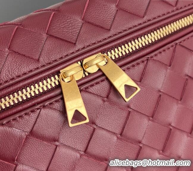 Top Quality Bottega Veneta Bang Bang Vanity Case in Intrecciato Leather 789109 Cherry Red 2024