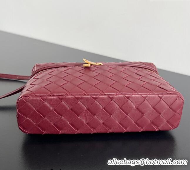 Top Quality Bottega Veneta Bang Bang Vanity Case in Intrecciato Leather 789109 Cherry Red 2024