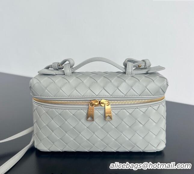 Grade Quality Bottega Veneta Bang Bang Vanity Case in Intrecciato Leather 789109 Light Grey 2024