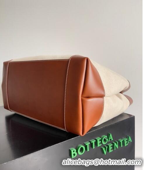 Inexpensive Bottega Veneta Large Andiamo Top Handle Bag in Leather and Canvas 786194 Wood Brown 2024