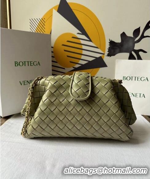 Promotional Bottega Veneta Teen Lauren 1980 Clutch With Chain in Intrecciato Leather 785807 Travertine Green 2024