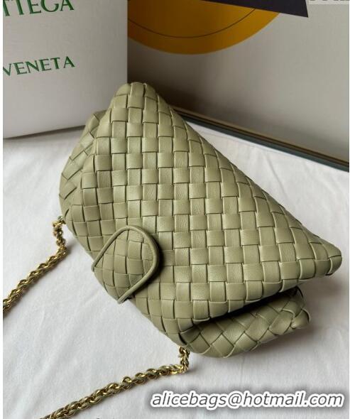 Promotional Bottega Veneta Teen Lauren 1980 Clutch With Chain in Intrecciato Leather 785807 Travertine Green 2024