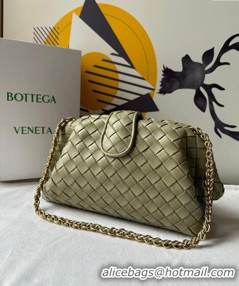 Promotional Bottega Veneta Teen Lauren 1980 Clutch With Chain in Intrecciato Leather 785807 Travertine Green 2024