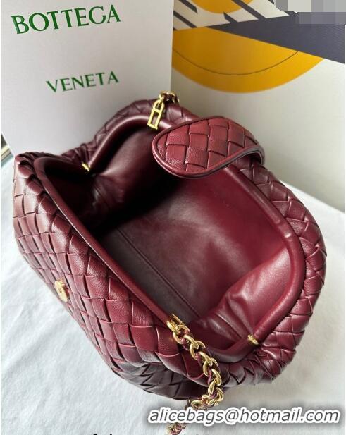 Good Taste Bottega Veneta Teen Lauren 1980 Clutch With Chain in Intrecciato Leather 785807 Burgundy 2024