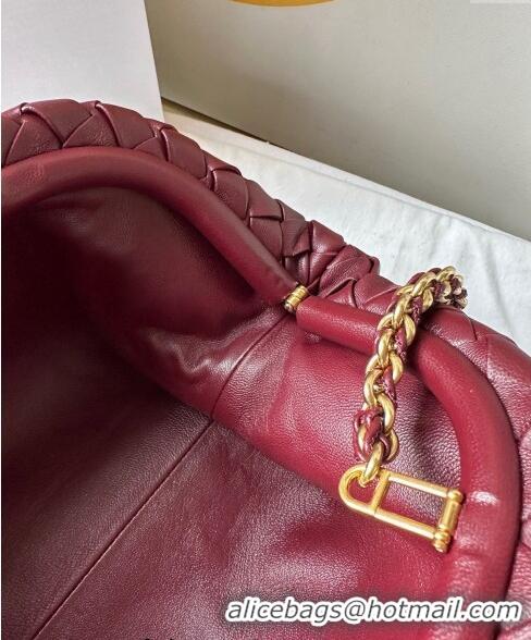 Good Taste Bottega Veneta Teen Lauren 1980 Clutch With Chain in Intrecciato Leather 785807 Burgundy 2024