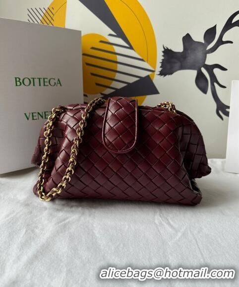 Good Taste Bottega Veneta Teen Lauren 1980 Clutch With Chain in Intrecciato Leather 785807 Burgundy 2024