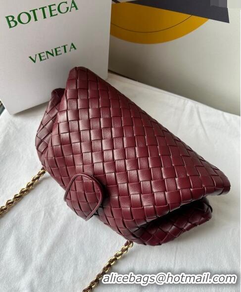 Good Taste Bottega Veneta Teen Lauren 1980 Clutch With Chain in Intrecciato Leather 785807 Burgundy 2024