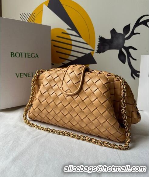 Well Crafted Bottega Veneta Teen Lauren 1980 Clutch With Chain in Intrecciato Leather 785807 Dark Praline Apricot 2024